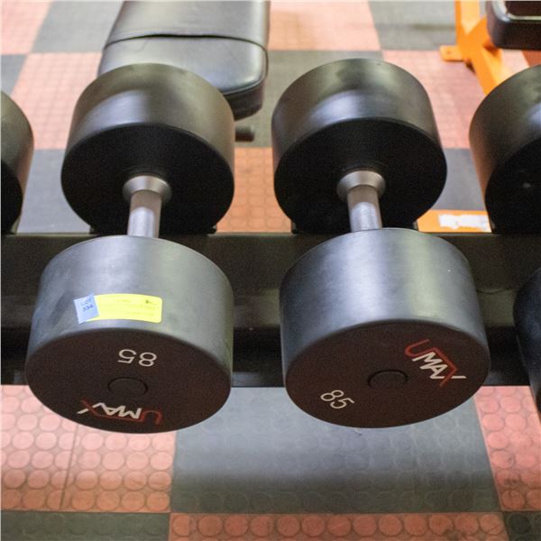 BAILIFF SEIZED: 2X UMAX RUBBER DUMBBELLS 85LB