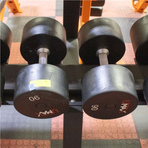 BAILIFF SEIZED: 2X UMAX RUBBER DUMBBELLS 90LB