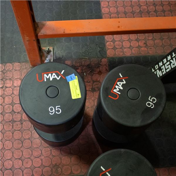 BAILIFF SEIZED: 2X UMAX RUBBER DUMBBELLS 95LB