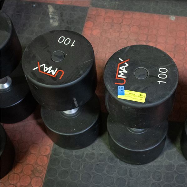 BAILIFF SEIZED: 2X UMAX RUBBER DUMBBELLS 100LB