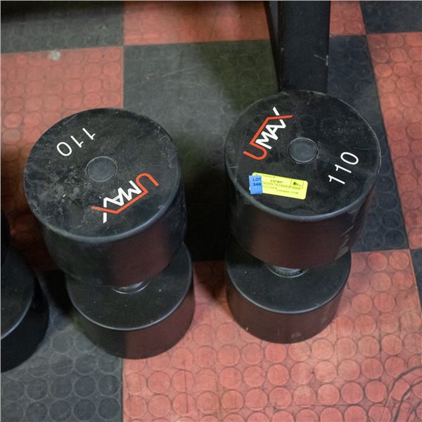 BAILIFF SEIZED: 2X UMAX RUBBER DUMBBELLS 110LB