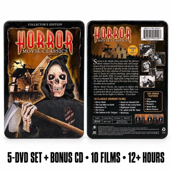 HORROR MOVIE CLASSICS 5-DVD TIN 10 FILMS + CD
