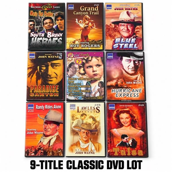 9 DVD CLASSIC MOVIE LOT JOHN WAYNE ROY ROGERS