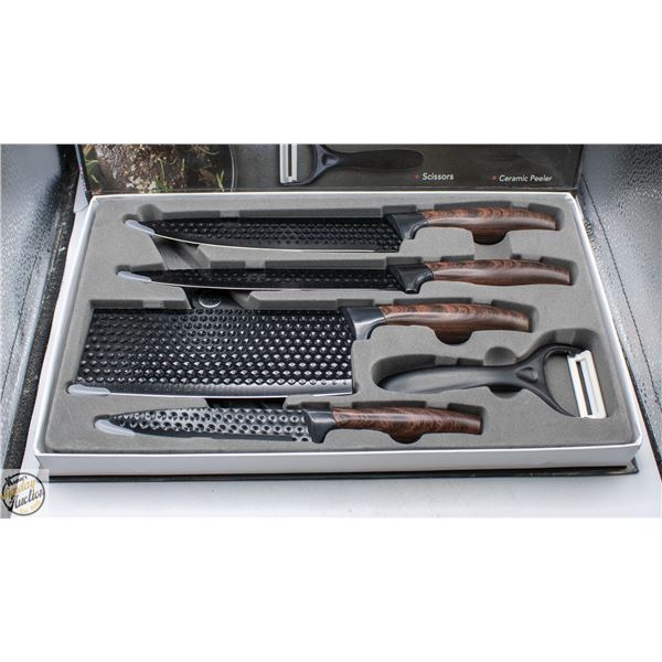 NEW 6PC KITCHEN KNIFE BLOCK SET HIGH CARBON