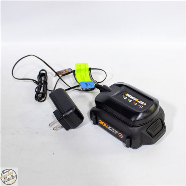 WORX 20V 2.0AH BATTERY WITH CAHRGER