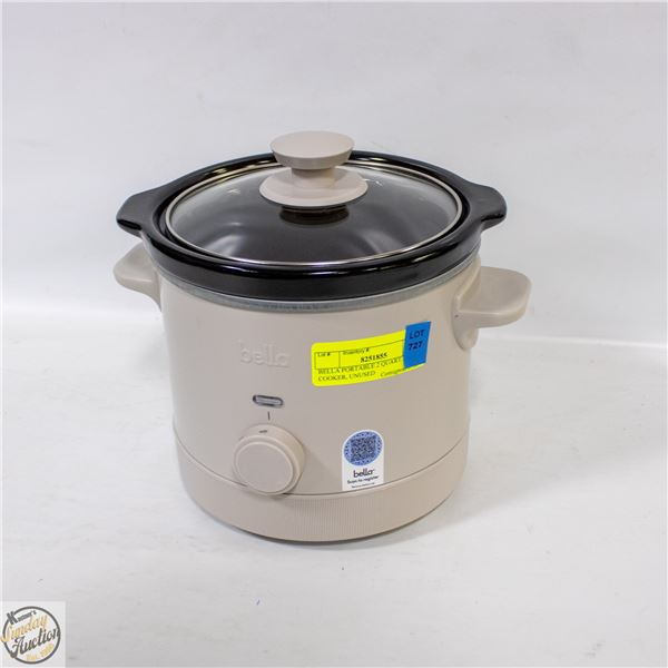 BELLA PORTABLE 2 QUART SLOW COOKER, UNUSED