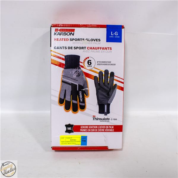 NEW KARBON HEATED SPORTS GLOVES, MEN'S SIZE L