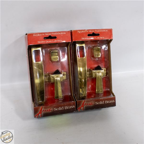 2 X NEW SOLID BRASS STORM & SCREEN DOOR LATCH