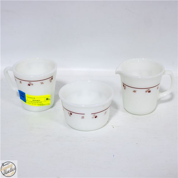 SET OF 3 CORNINGWARE BURGUNDY ROSE DISHES