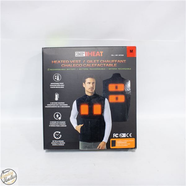 NEW 32 HEAT RECHARGEABLE HEATED VEST, SIZE MED