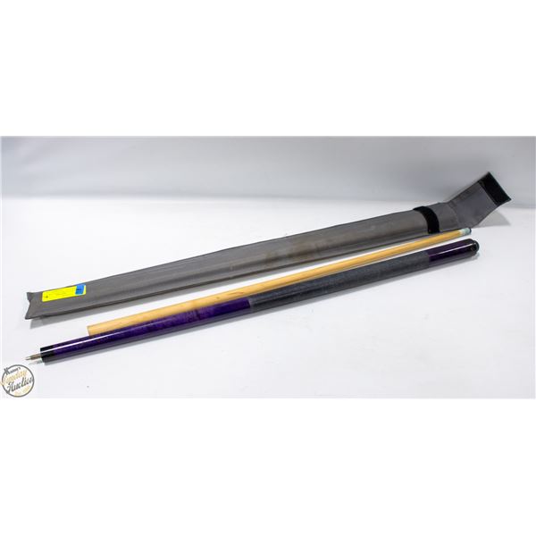 PURPLE DUFFERIN POOL CUE IN STORAGE BAG (UNSCREWS