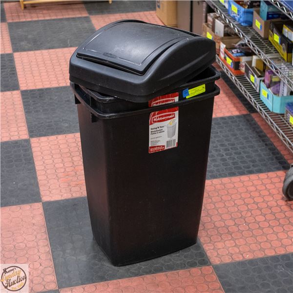2 RUBBERMAID 47.3L SWING'N TOSS TRASH CANS