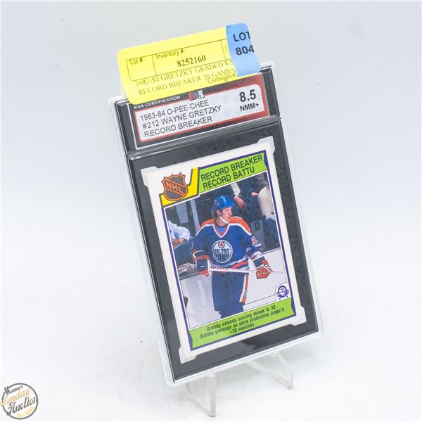 1983-84 GRETZKY GRADED 8.5 RECORD BREAKER 30 GAMES