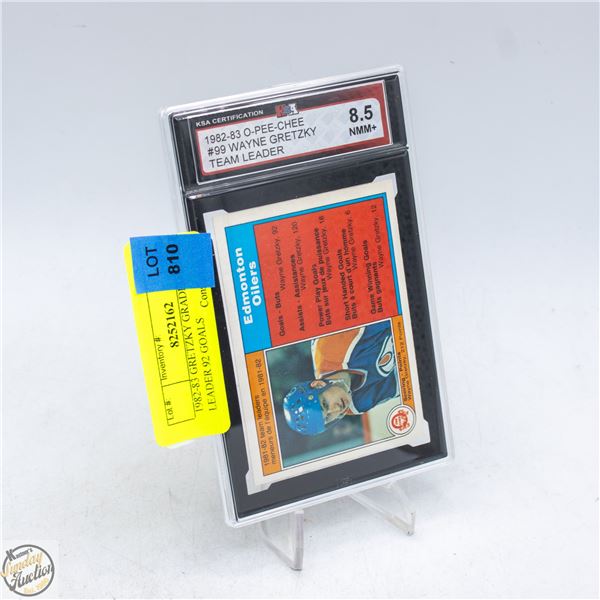 1982-83 GRETZKY GRADED 8.5 TEAM LEADER 92 GOALS
