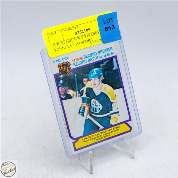 1980-81 GRETZKY RECORD BREAKER YOUNGEST TO SCORE