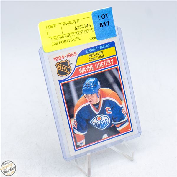 1985-86 GRETZKY SCORING LEADERS 208 POINTS OPC