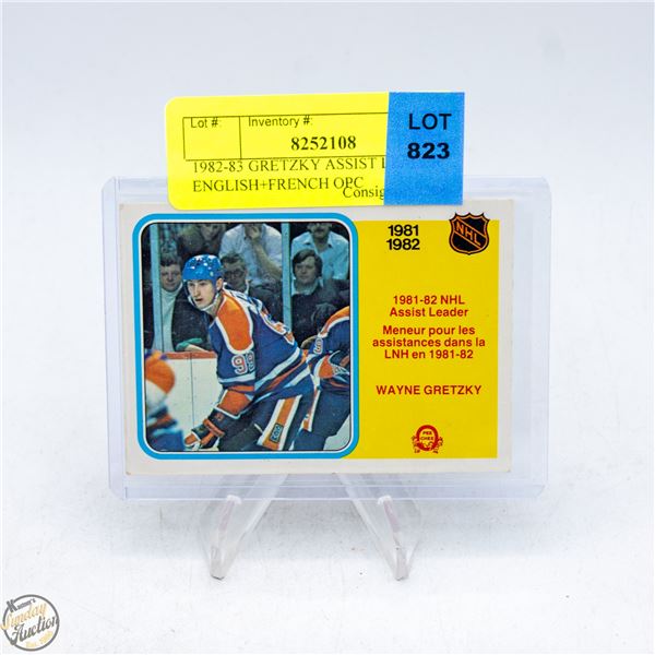 1982-83 GRETZKY ASSIST LEADER ENGLISH+FRENCH OPC