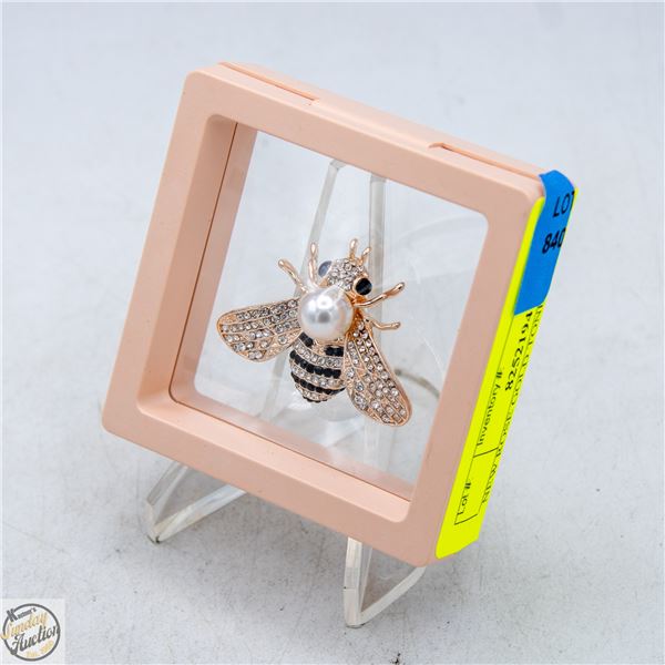 NEW ROSE GOLD TONE BEE BROOCH WITH