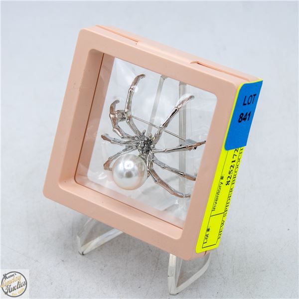 NEW SPIDER BROOCH SILVER TONE WITH