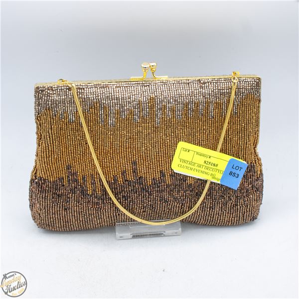 VINTAGE ART DECO STYLE BEADED CLUTCH EVENING BAG
