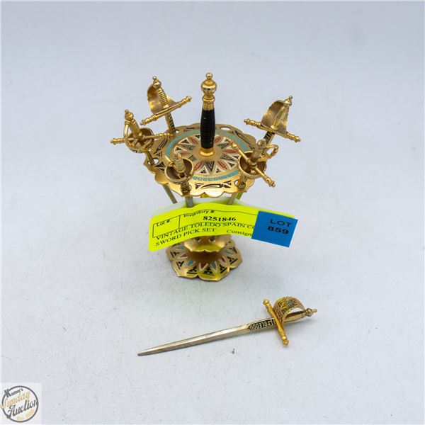 VINTAGE TOLEDO SPAIN COCKTAIL SWORD PICK SET