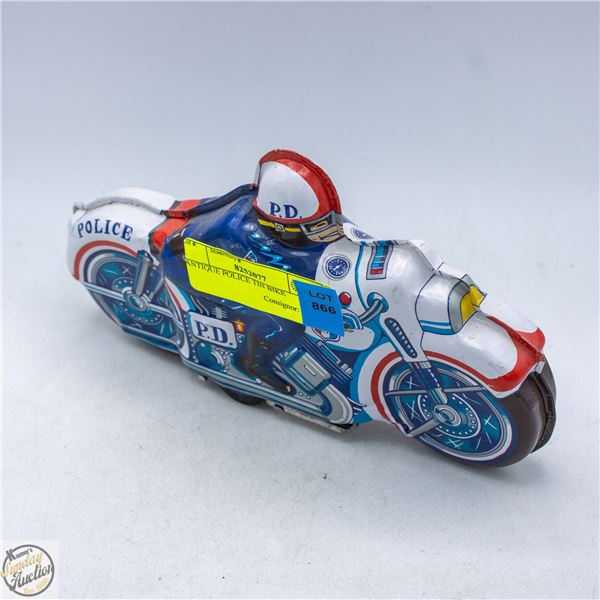 ANTIQUE POLICE TIN BIKE