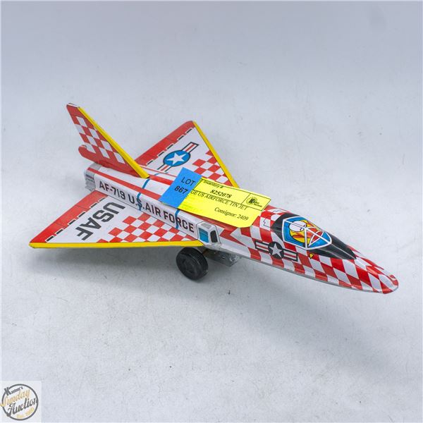 VINTAGE US AIRFORCE TIN JET PLANE