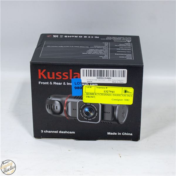 KUSSLA 3 CHANNEL DASHCAM INCL FRONT,
