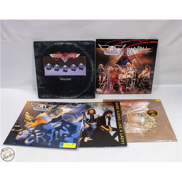 5 VINTAGE AEROSMITH RECORDS INCL. WHITE