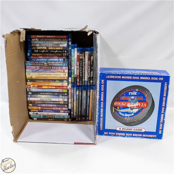 BOX OF ASSORTED 20 DVD'S AND 28 BLU-RAYS