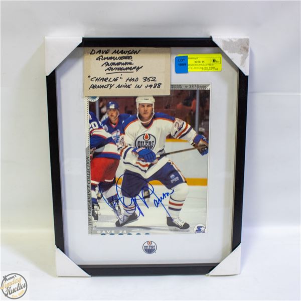DAVE MANSON GUARANTEED AUTHENTIC AUTOGRAPH WITH