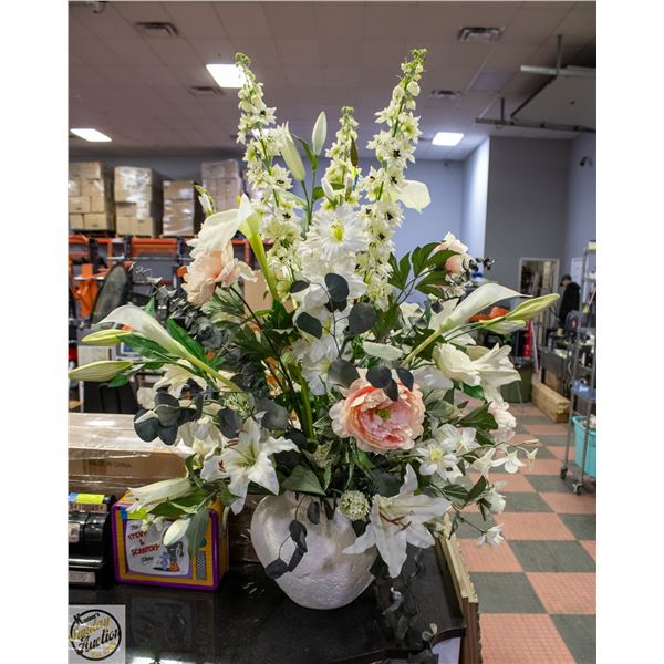 CERAMIC GREEK REVIVAL FAUX FLOWER ARRANGEMENT