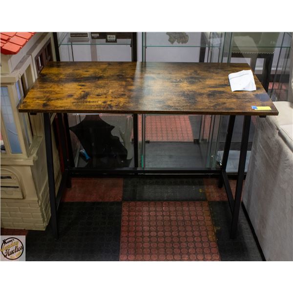 BROWN METAL LEG COMPUTER DESK