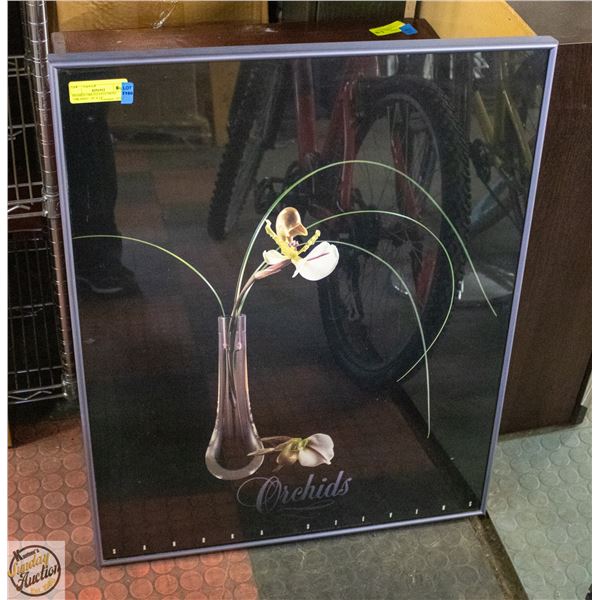 FRAMED 1984 STEVENS PRINT "ORCHIDS"- 30" X 24"