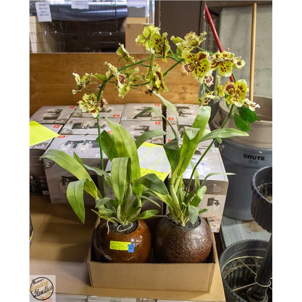 FAUX ORCHID POTTED PLANT ARRANGMENT 18" 2PC
