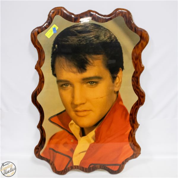 YOUNG ELVIS PRESLEY PHOTO ON BURL WOOD 22.5"X33.5"