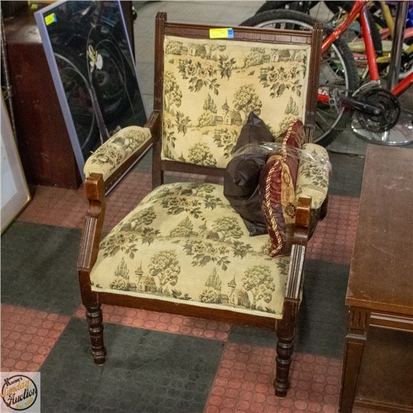 VINTAGE TAPESTRY MID-CENTURY CHAIR WITH 2