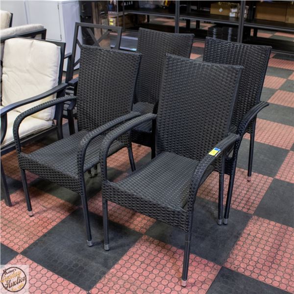 4 STACKING PATIO CHAIRS MATCHING