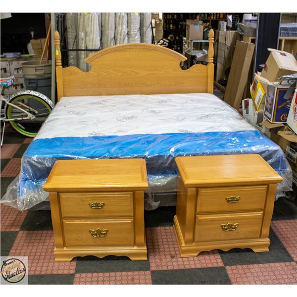 KING SIZE HEADBOARD WITH MATCHING BEDSIDE TABLES