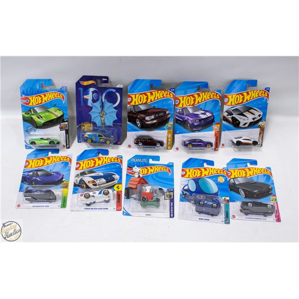HOT WHEELS MAINLINES – 10 ASSORTED CARS,
