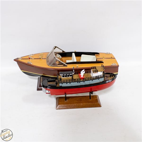 METAL DIECAST TUGBOAT+WOODEN MOTOR BOAT