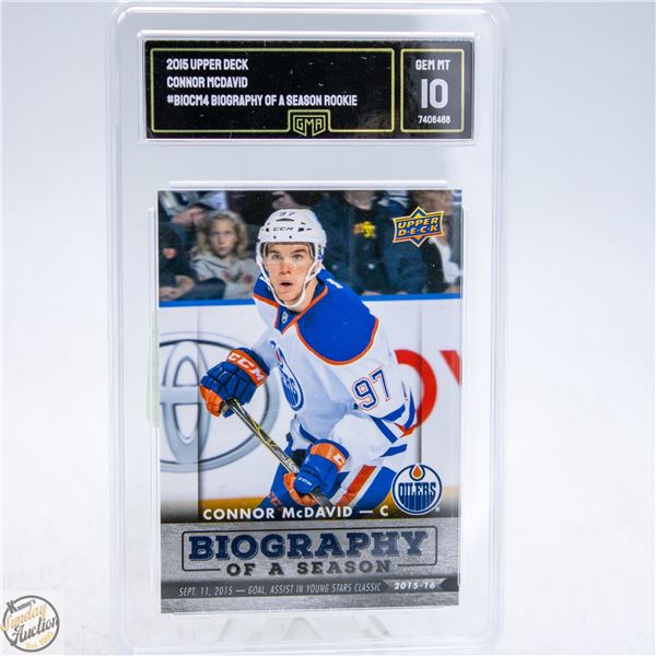 OILERS' CONNOR MCDAVID GRADED 10 ROOKIE CARD