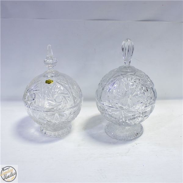 VINTAGE CUT CRYSTAL LIDDED CANDY DISH FEATURING A
