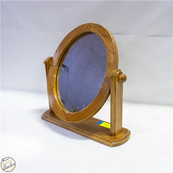 OVAL WOODEN FRAMED VANITY MIRROR
