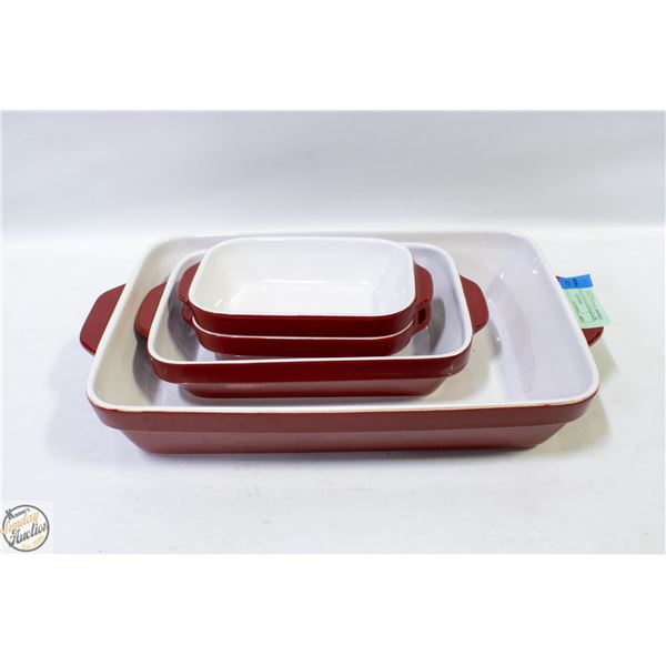 SET OF 4 KITCHENAID ENAMELED CERAMIC BAKING PANS