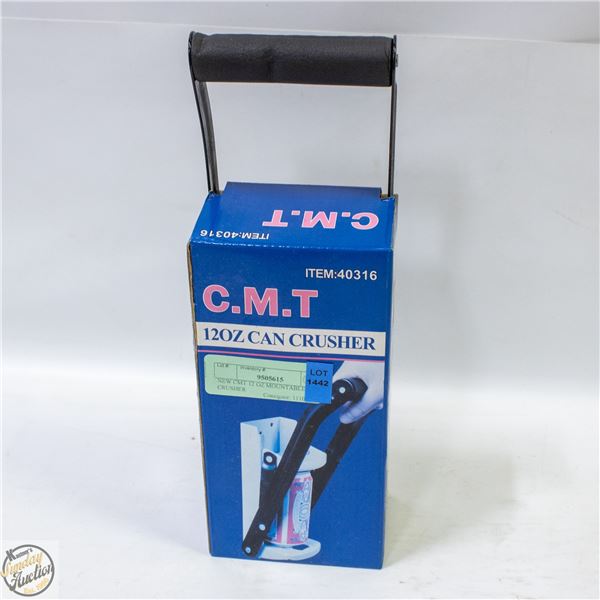NEW CMT 12 OZ MOUNTABLE CAN CRUSHER