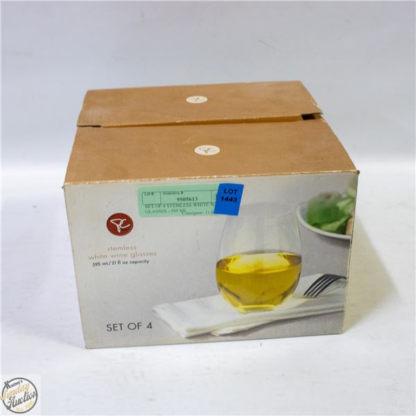 SET OF 4 STEMLESS WHITE WINE GLASSES - 595 ML