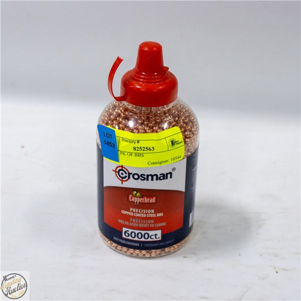 BOTTLE OF UNUSED BB PELLETS