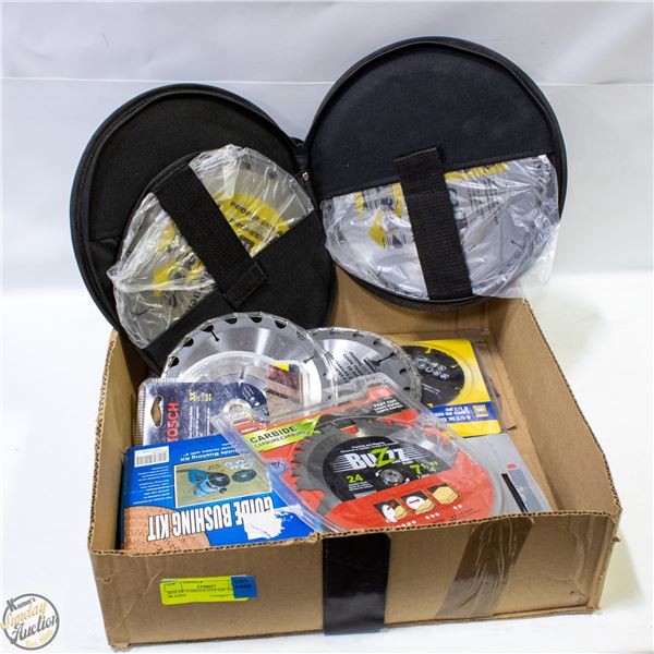 BOX OF VARIOUS CUT OFF SAW BLADES