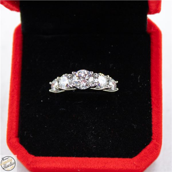 SZ 6 STERLING SILVER RING SET WITH 5 ROUND